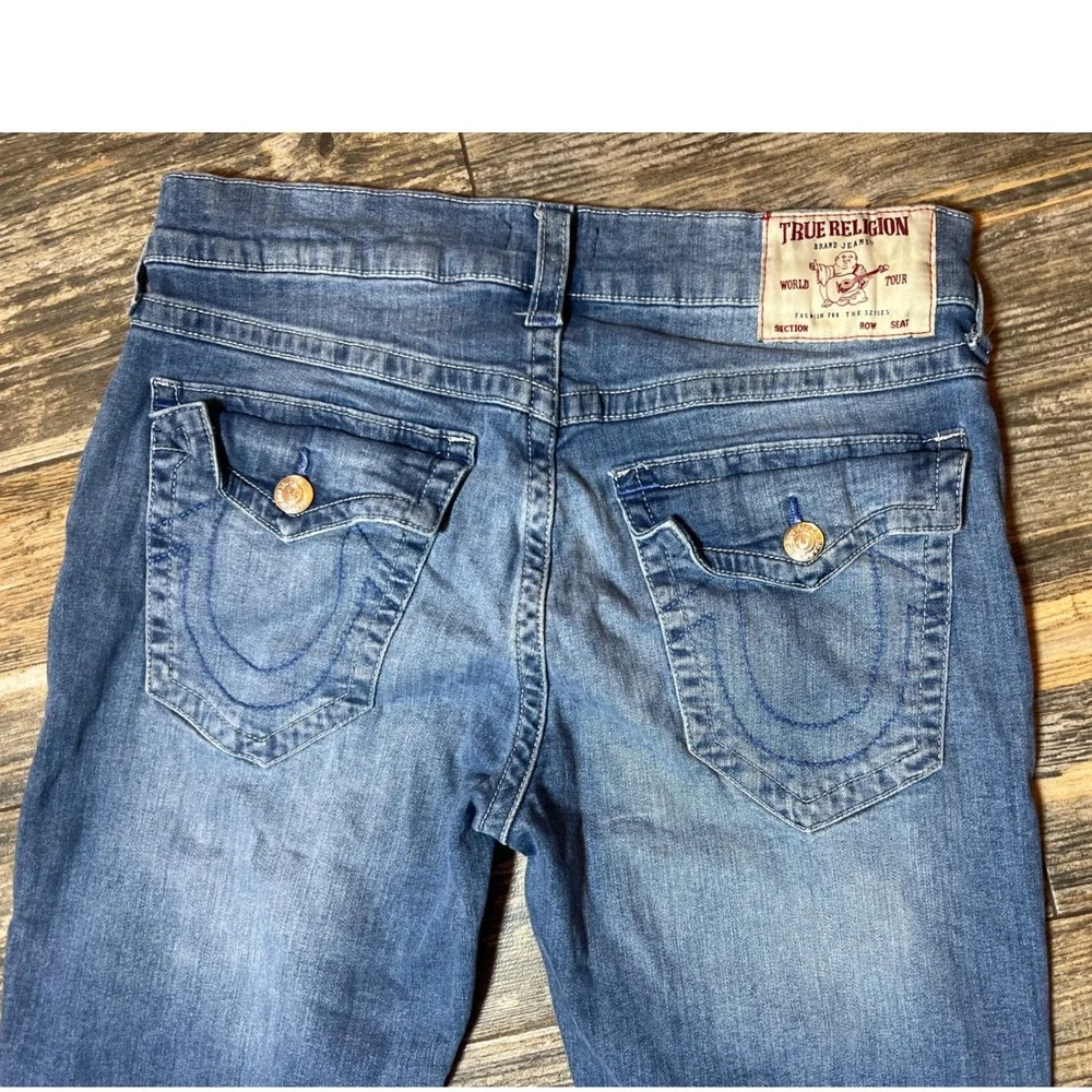 True Religion Geno Relaxed Slim Jeans Mens 34x33 Denim Pants Whiskered Horseshoe